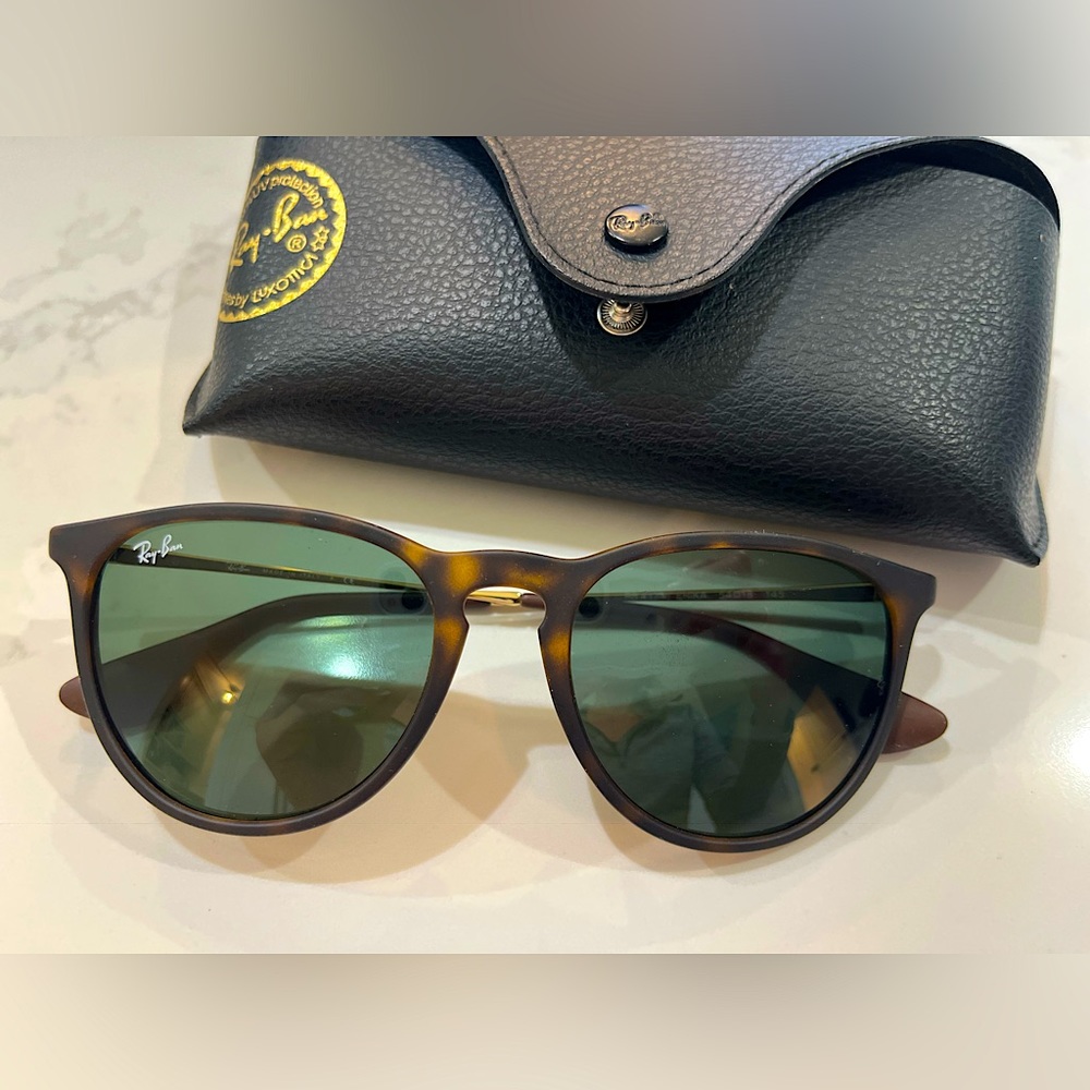 Ray-bans Erika Matte Havana with Green Lenses with gold, Code: 0RB4171 54-18